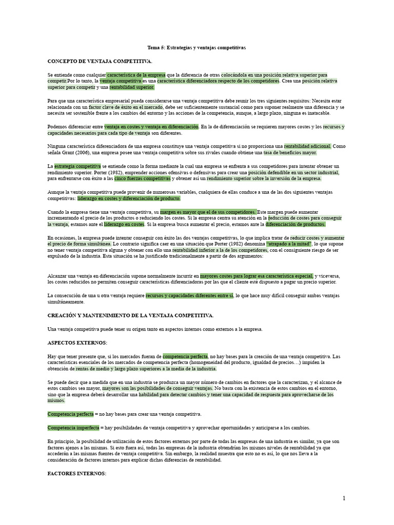 Ventajas Competitivas en Estrategias Empresariales | PDF | Business ...