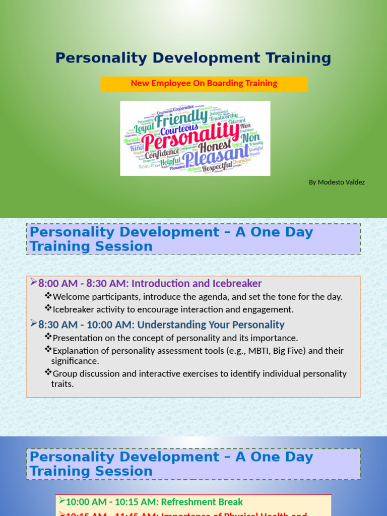 One-Day Personality Development Training | PDF | Goal | Well Being