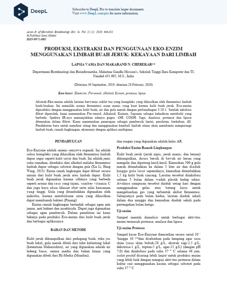 Produksi Eko-Enzim dari Limbah Jeruk | PDF