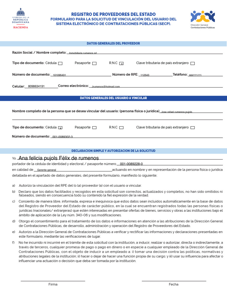 Formulario Vinculacion | PDF