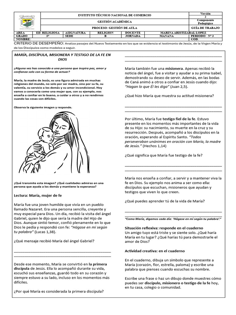 María: Modelo de Fe y Servicio | PDF | María, madre de Jesús | Jesús