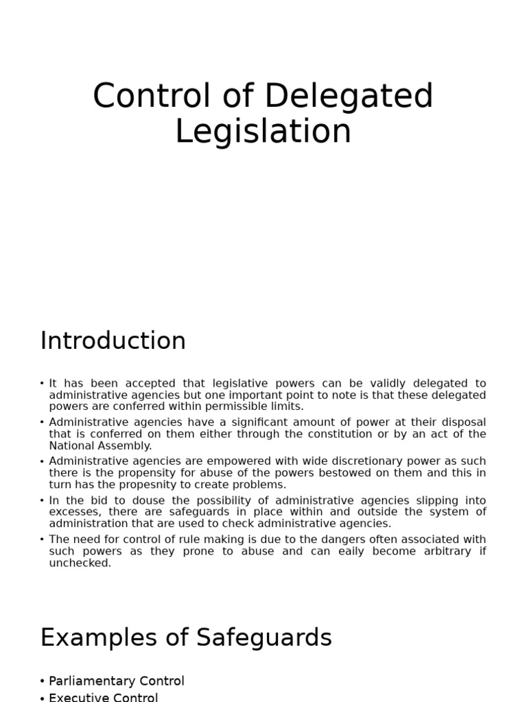 Control of Delegated Legislation | PDF | Legislature | Parliament