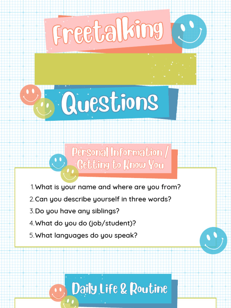 Engaging Freetalking Questions Guide | PDF