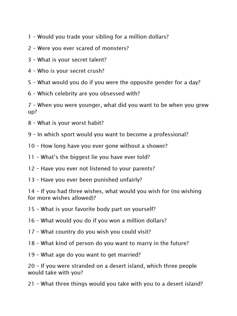 Free Talking Questions | PDF