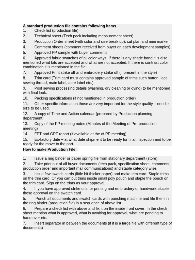 Essential Production File Components | PDF