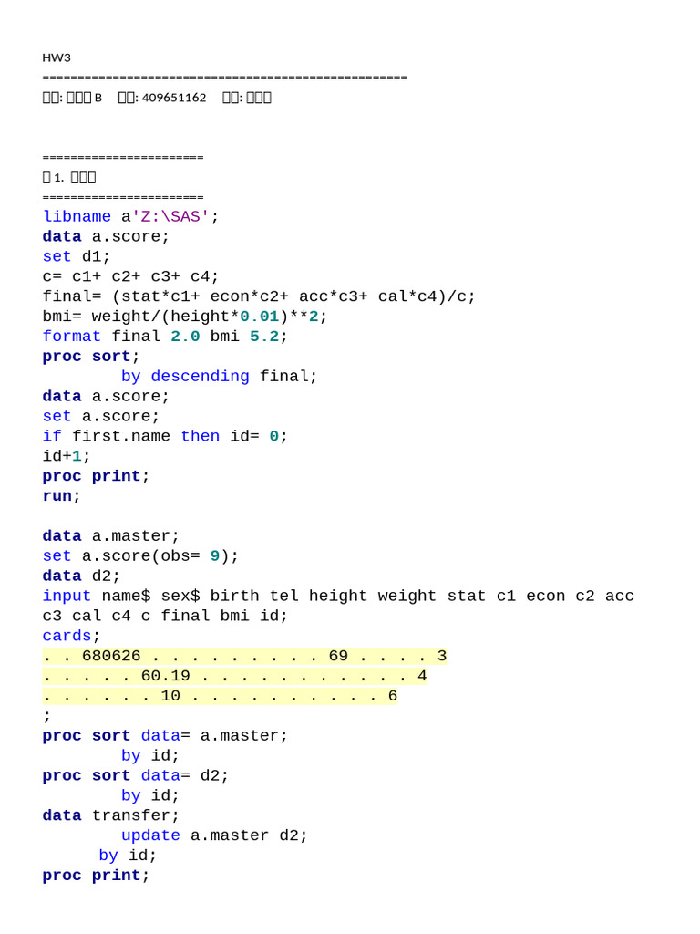 SAS Data Processing and Analysis | PDF | Sas (Software) | Computing