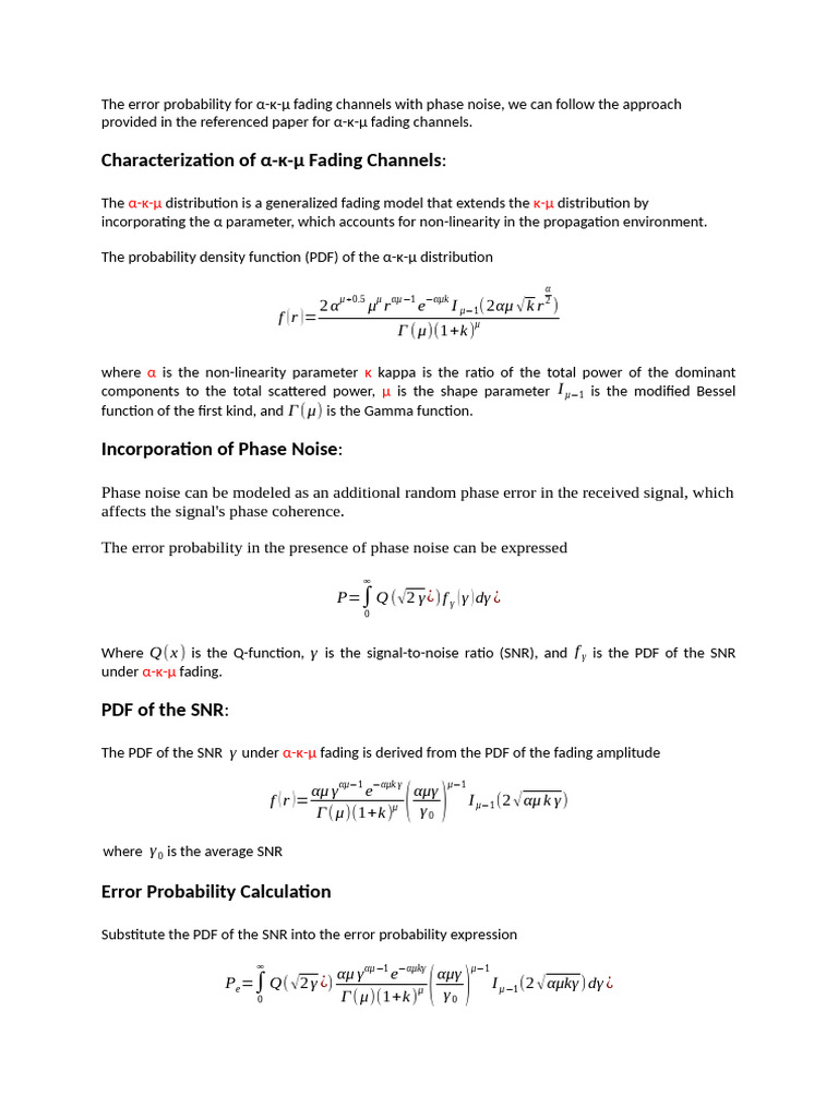 The Error Probability for α k u File | PDF | Signal To Noise Ratio ...