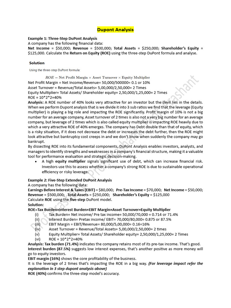 DuPont Analysis: ROE Insights and Examples | PDF | Leverage (Finance ...