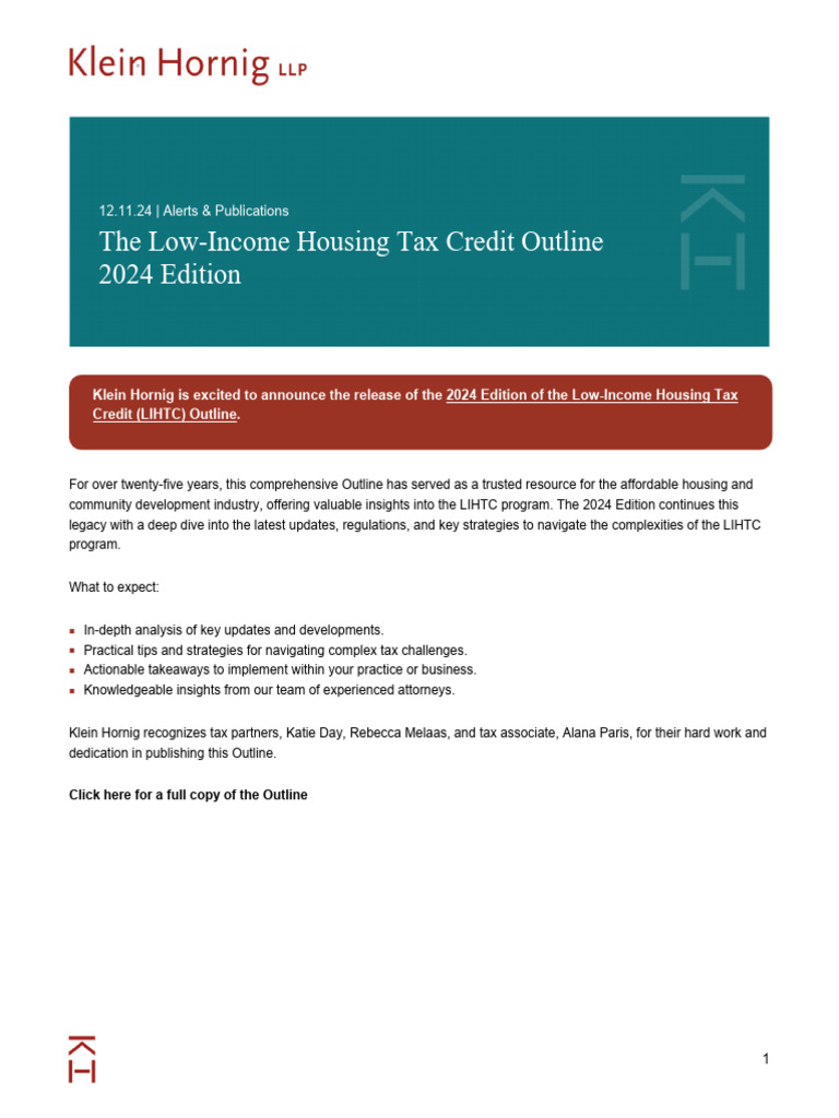 2024 LIHTC Outline Release | PDF