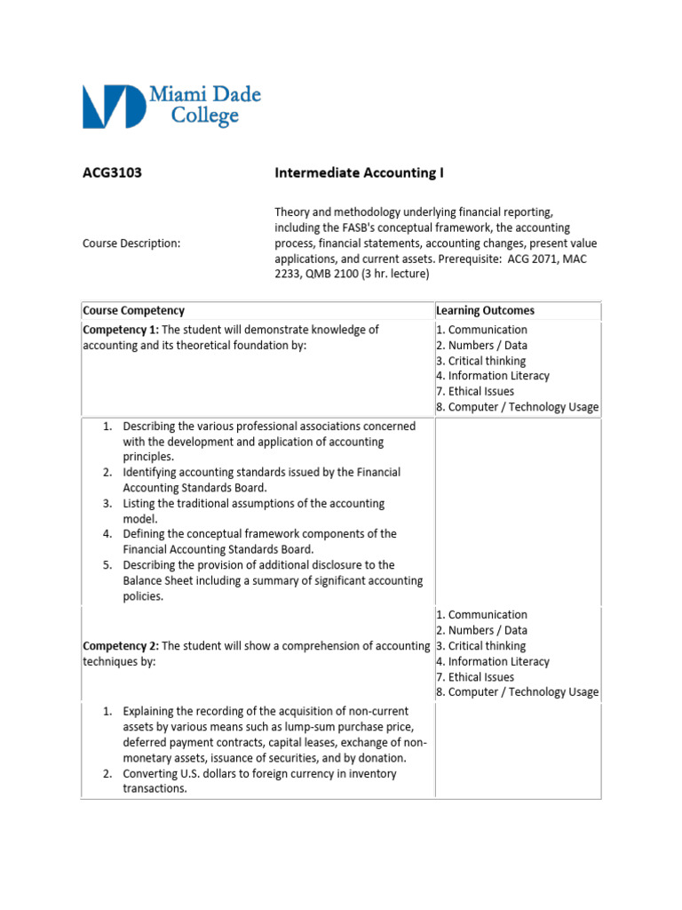 Intermediate Accounting I Overview | PDF | Financial Accounting ...