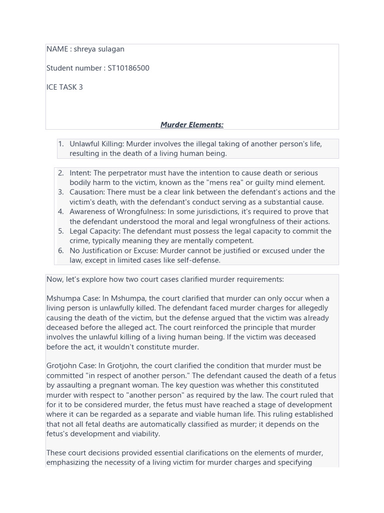 Elements of Murder Explained | PDF