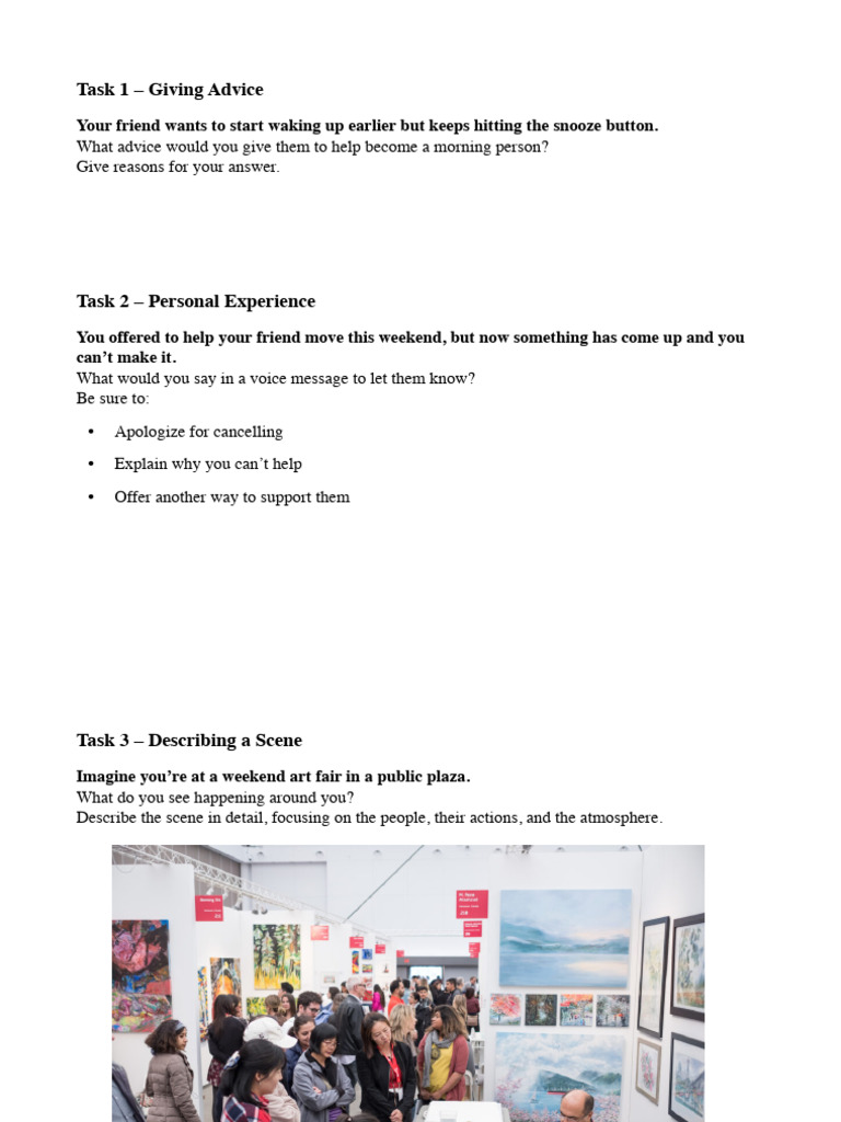 CELPIP Speaking Tasks Overview | PDF