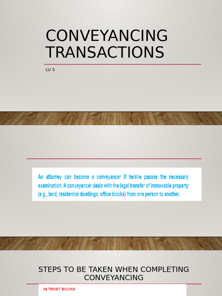LU5-Conveyancing Transactions-Exercise 34 | PDF