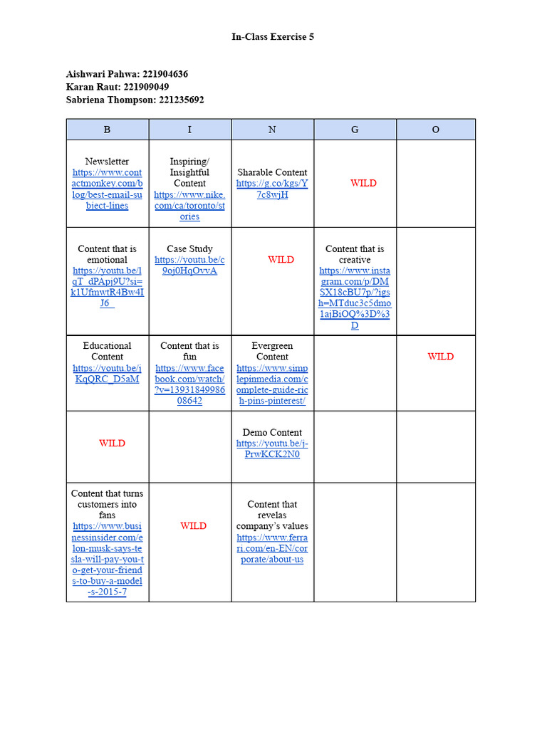 In-Class Exercise 5 | PDF