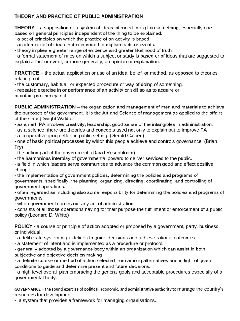 Public Administration Theory and Practice | PDF | Policy | Theory