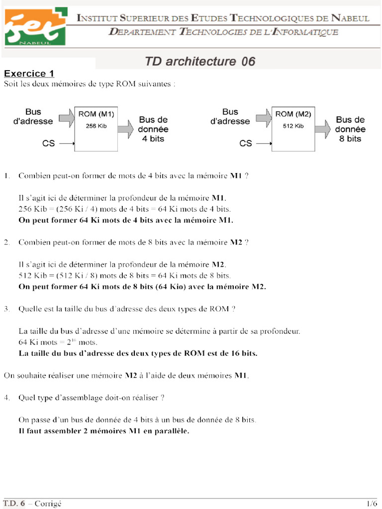 Isetn TD 06 Memoires Cor | PDF