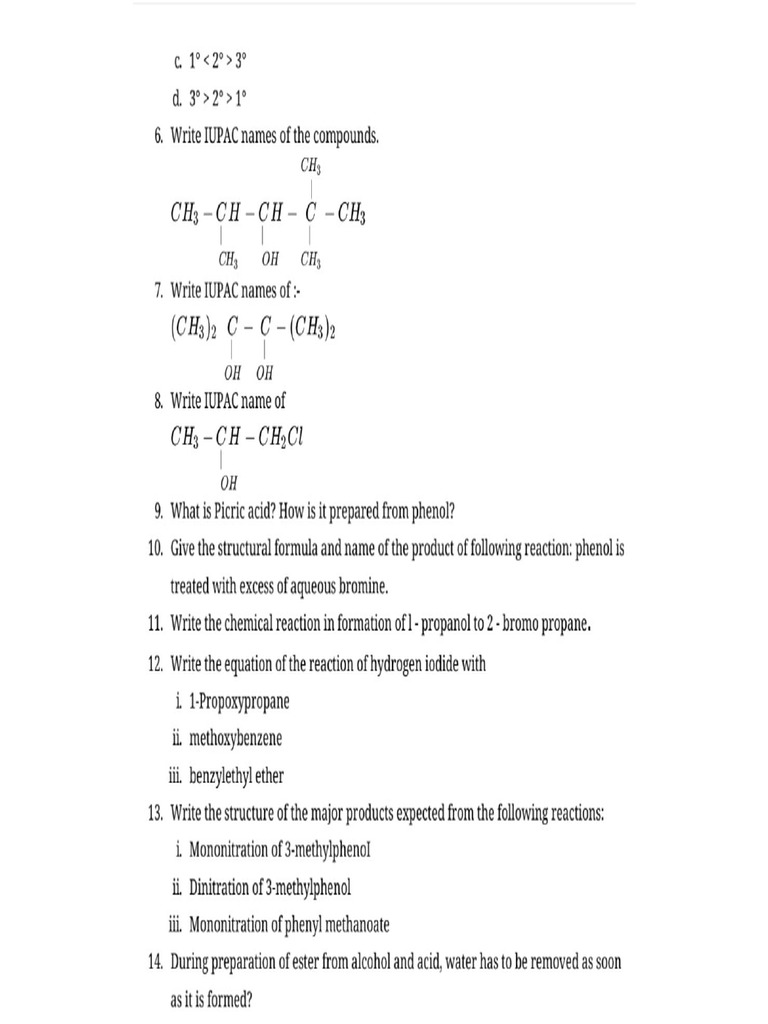 Alcohol Phenol Ether Test | PDF