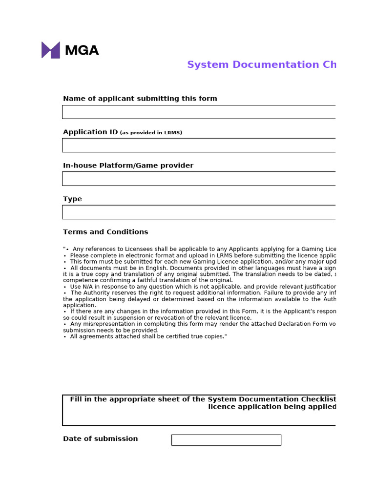 MGA System Documentation Checklist | PDF | Cloud Computing | Risk