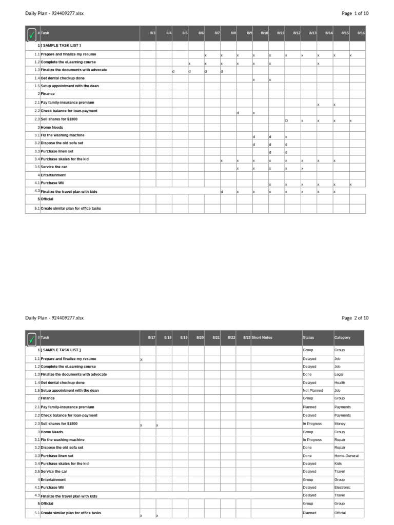 Daily Task Management Plan Template | PDF | Software | Computing