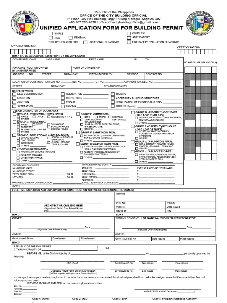 Unified Building Permit Application Form | PDF | Building