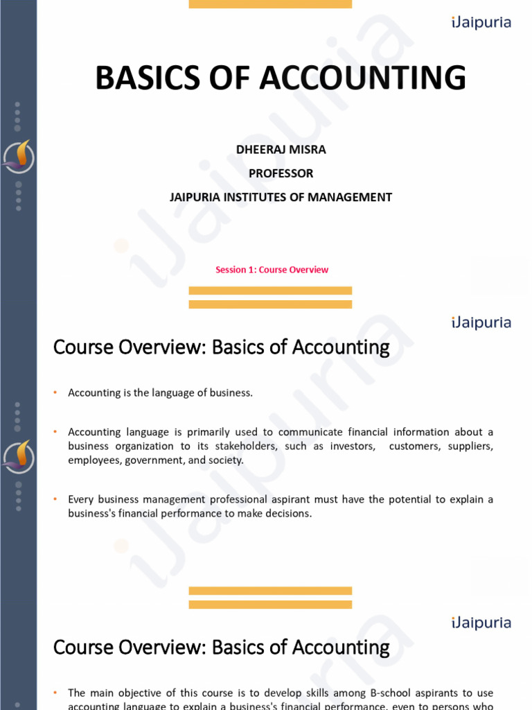Basics of Accounting Course Overview | PDF | Business | Revenue