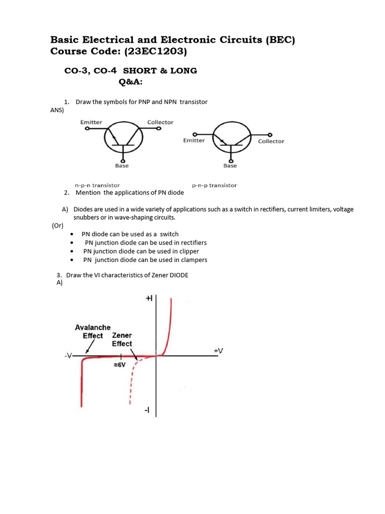 Important C0-3&4 Answers | PDF | Rectifier | Operational Amplifier