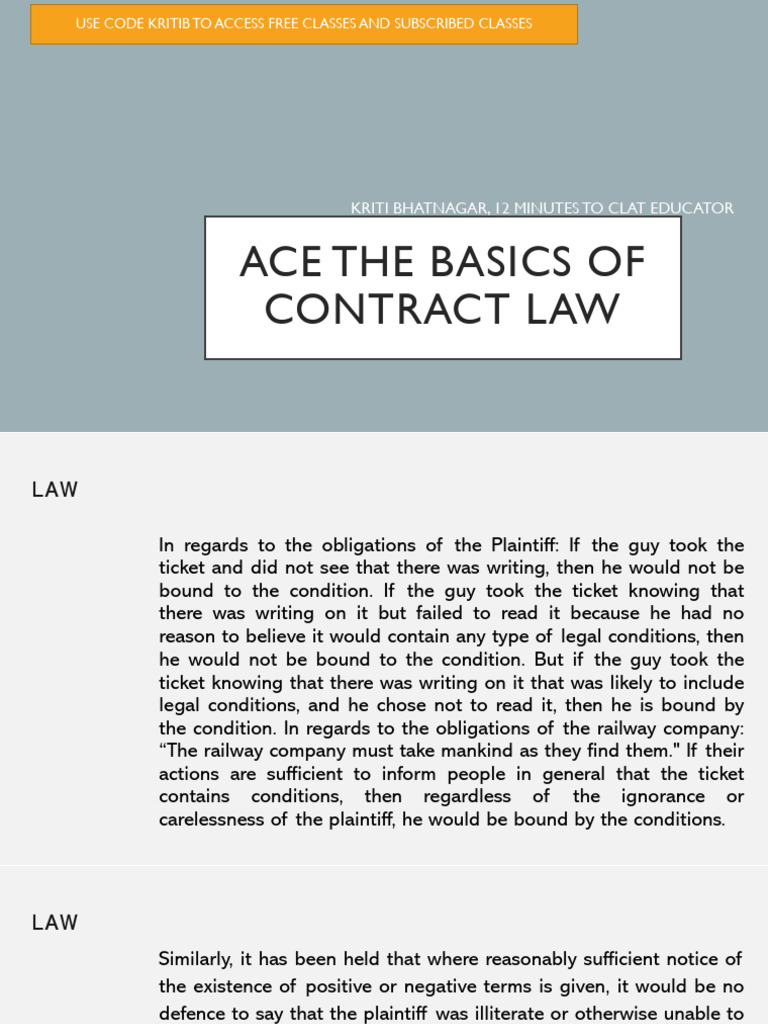 Understanding Contract Law Basics | PDF | Offer And Acceptance | Law Of ...