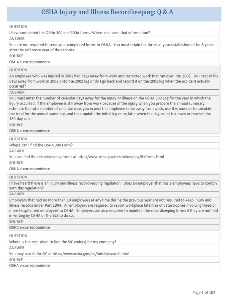Osha Faq 2 | PDF | Occupational Safety And Health Administration ...
