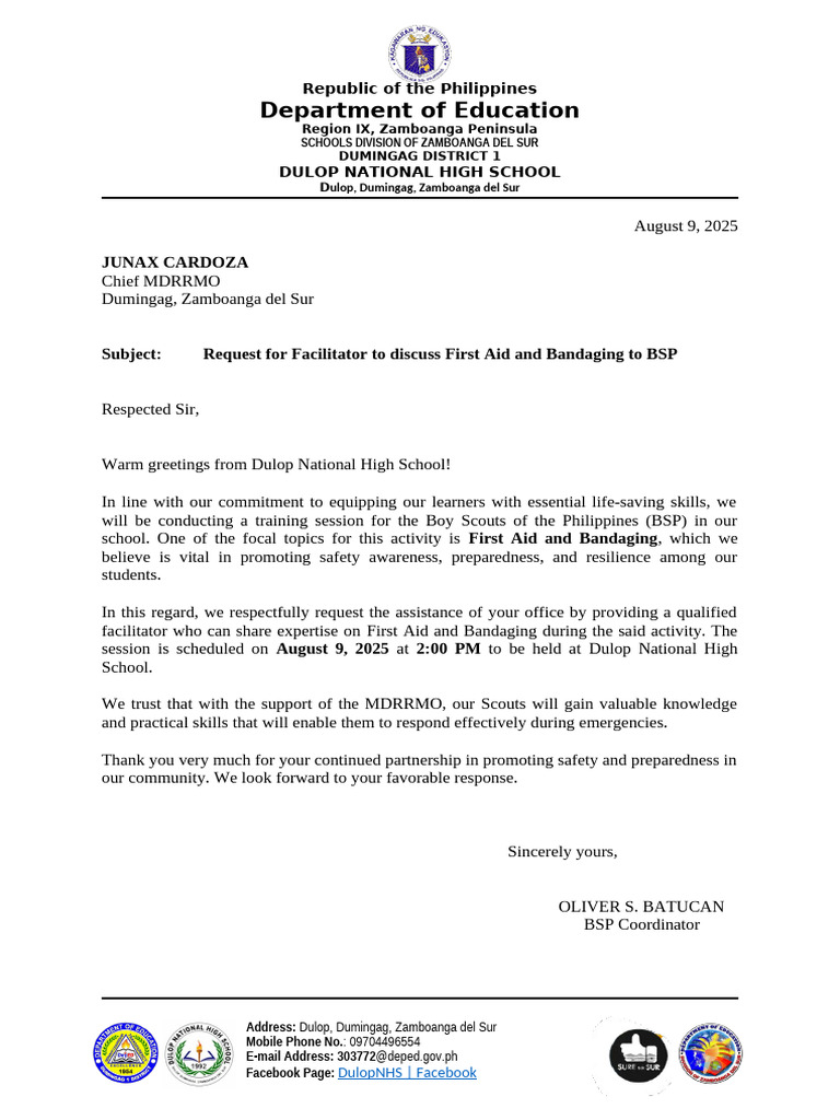 First Aid Training Request for Scouts | PDF