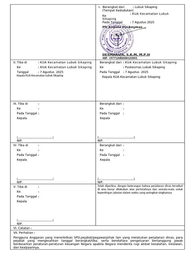 Format dan Contoh SPPD 2025 | PDF
