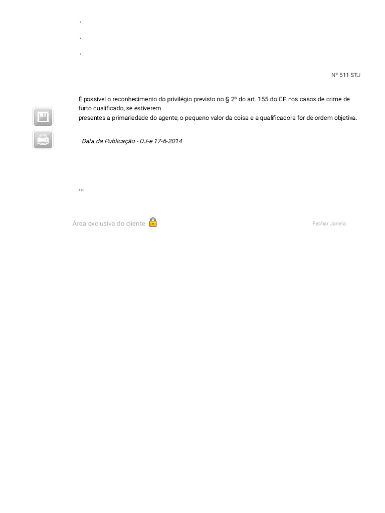 Privilégio em Furto Qualificado - Súmula 511 | PDF