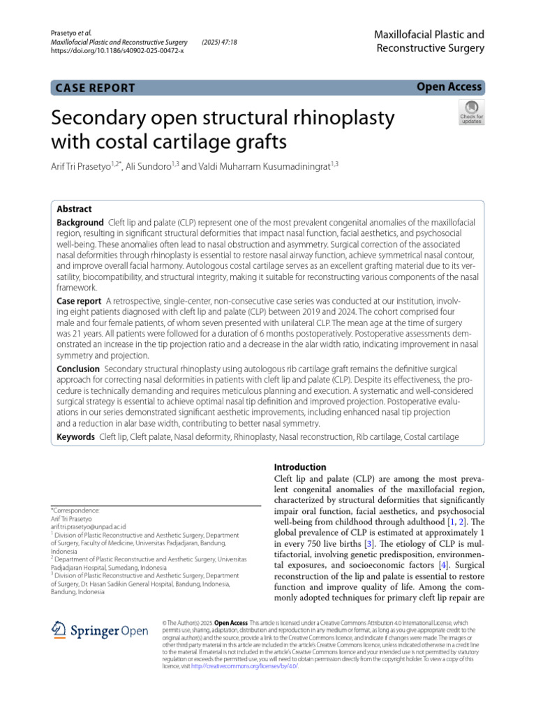 Secondary Rhinoplasty With Rib Grafts | PDF | Surgical Specialties | Face
