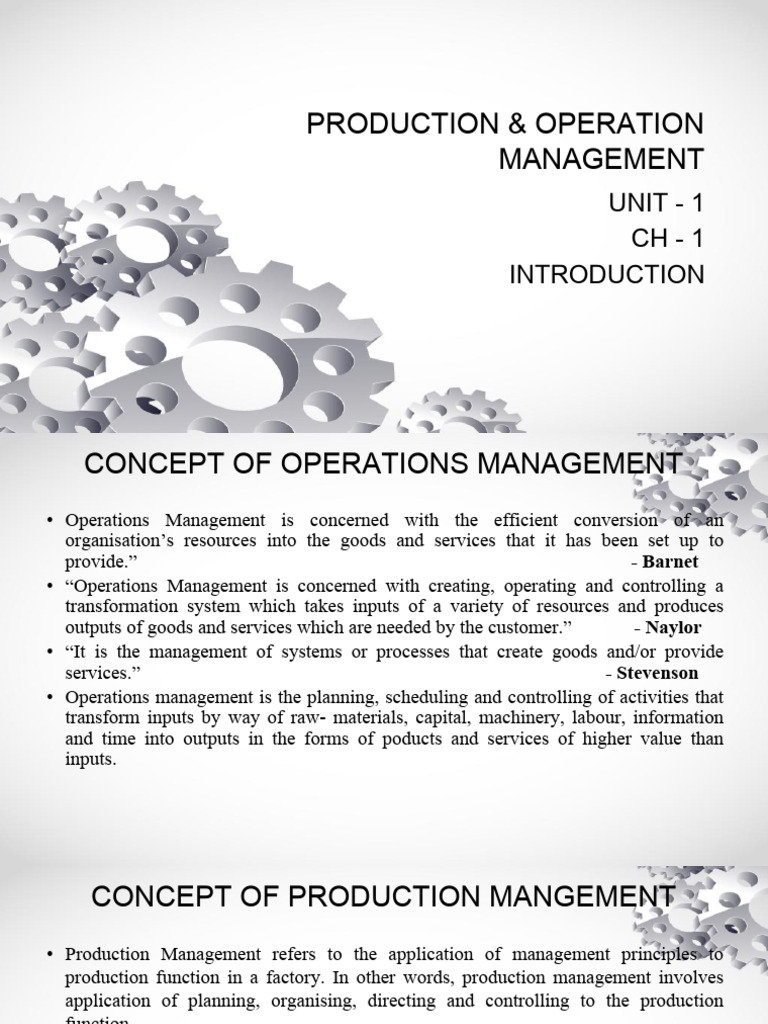 Operations and Production Management Overview | PDF | Operations ...