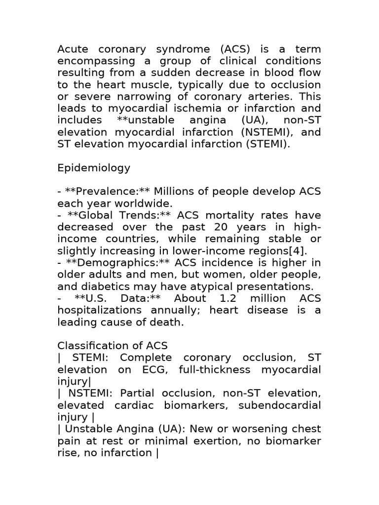 Acute Coronary Syndrome | PDF | Myocardial Infarction | Coronary Artery ...
