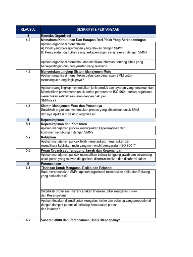 Klausul ISO 45001: Sistem Manajemen Mutu | PDF