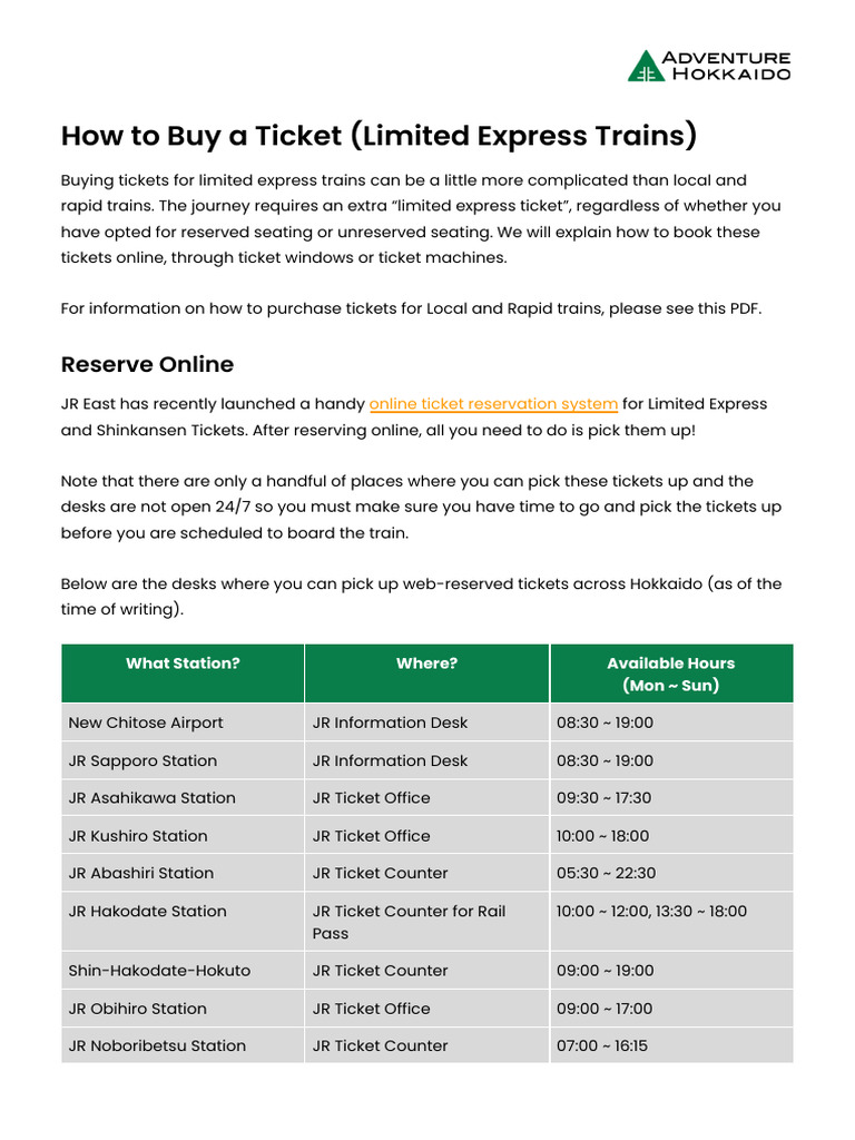 Buying Limited Express Train Tickets | PDF | Passenger Rail Transport ...