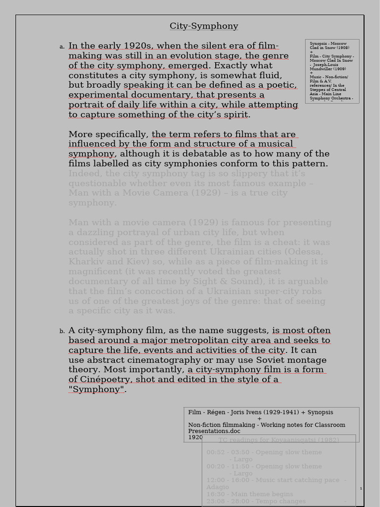 City Symphony - A Non-Fiction Form | PDF | Documentary Film | Tempo
