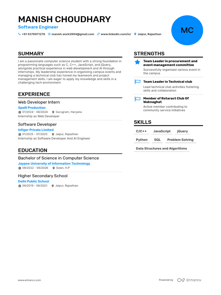 Manish Choudhary - Software Engineer Resume | PDF | Software ...