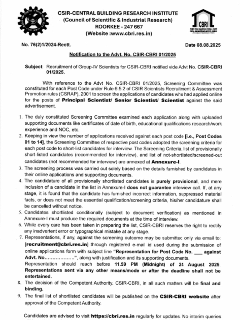Scientist Notification 2025 | PDF