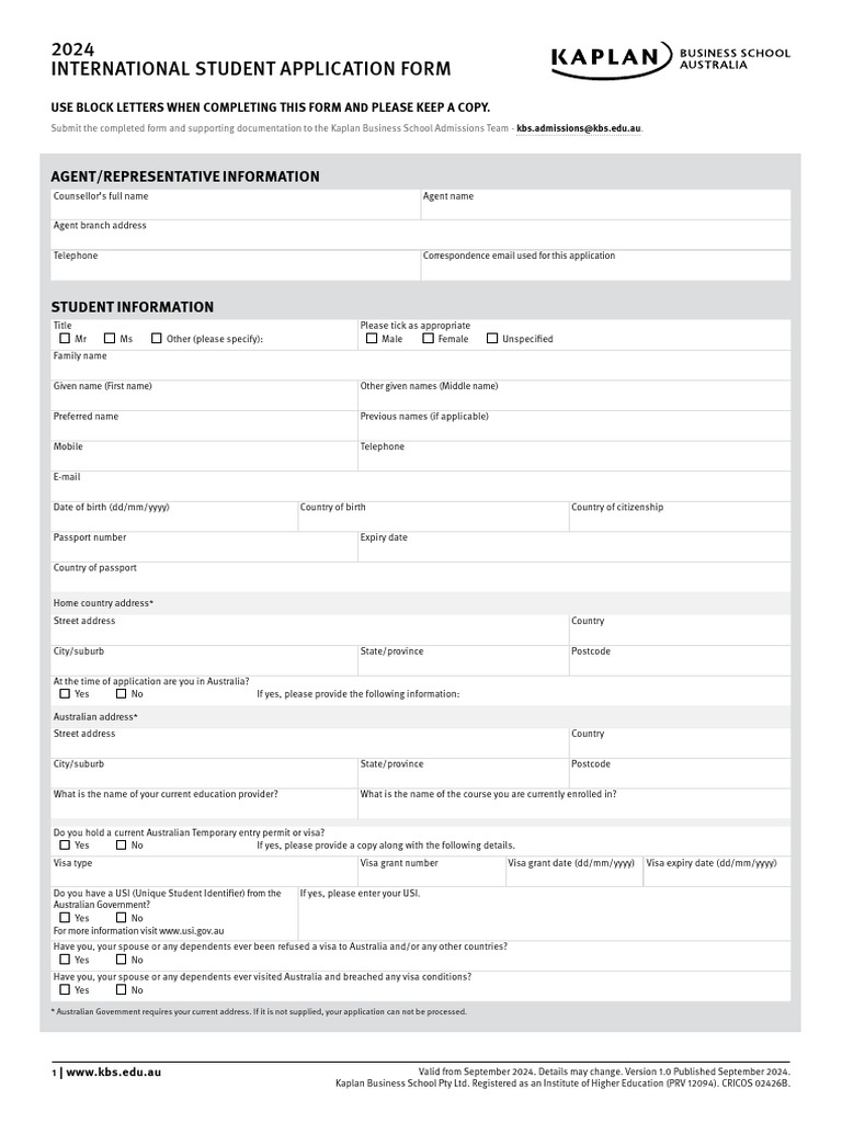 Kaplan International Student Application | PDF | Cost Of Living ...