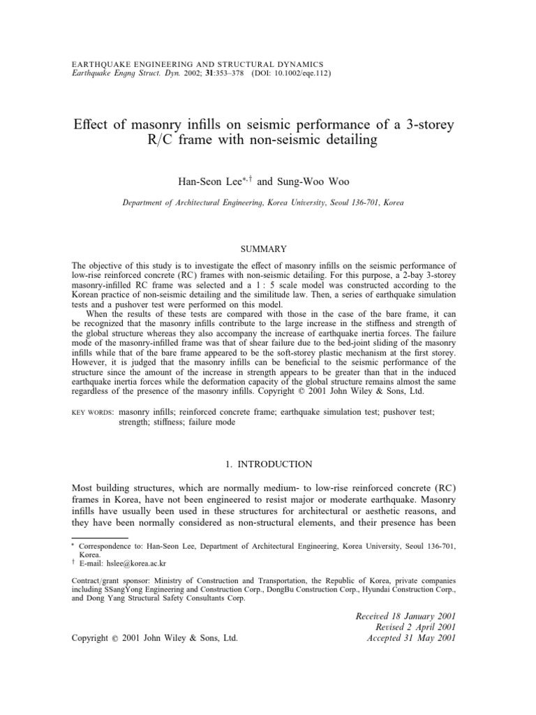 Seismic Impact of Masonry Infill on RC Frames | PDF | Brick | Yield ...