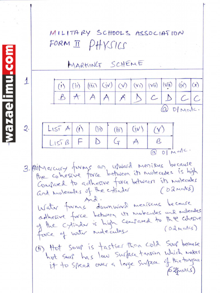 Physics Marking Scheme F II | PDF