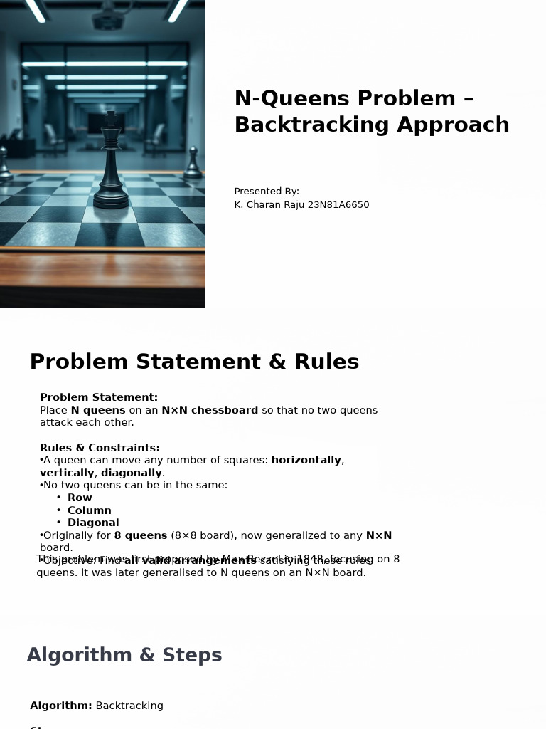 N-Queens Problem: Backtracking Method | PDF | Theoretical Computer ...