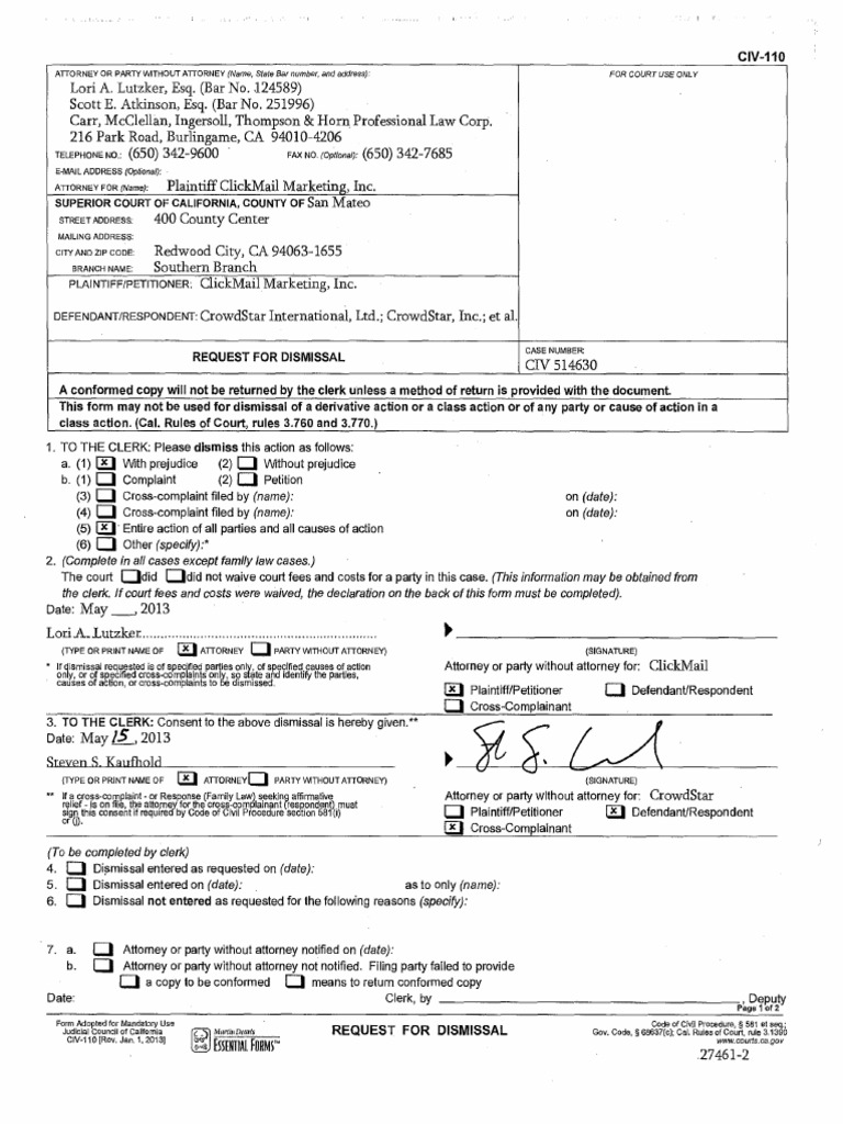Request For Dismissal | PDF