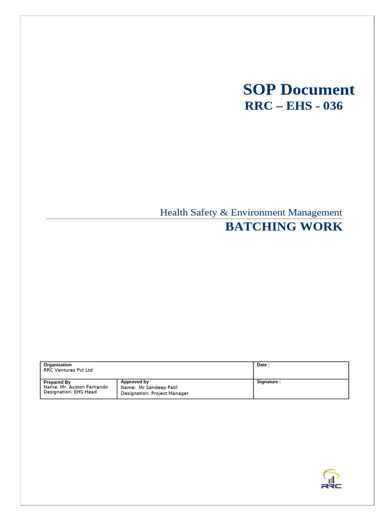 Batching Plant Safety Procedures Guide | PDF | Concrete | Personal ...