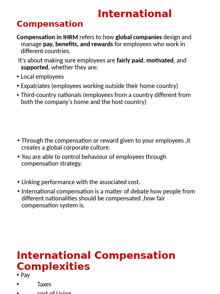 Key Components of International Compensation | PDF | Cost Of Living ...