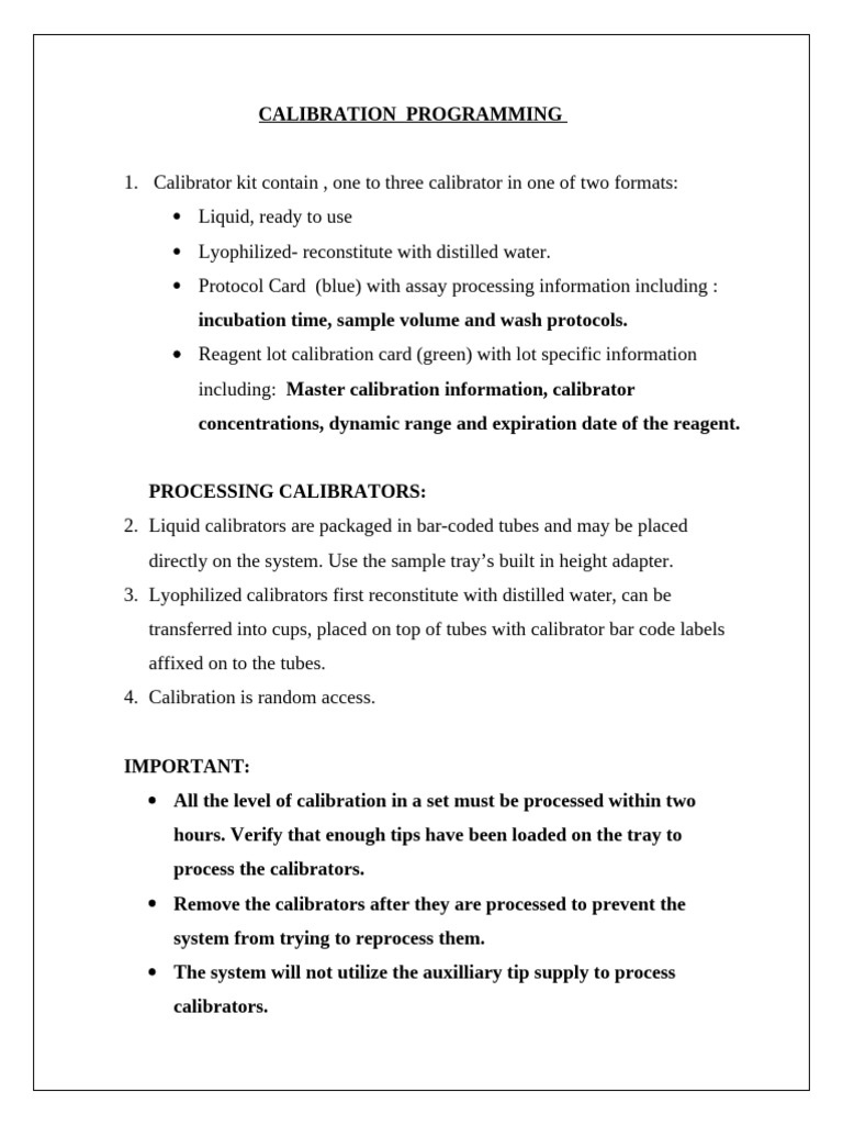 CALIBRATION PROGRAMMING | PDF