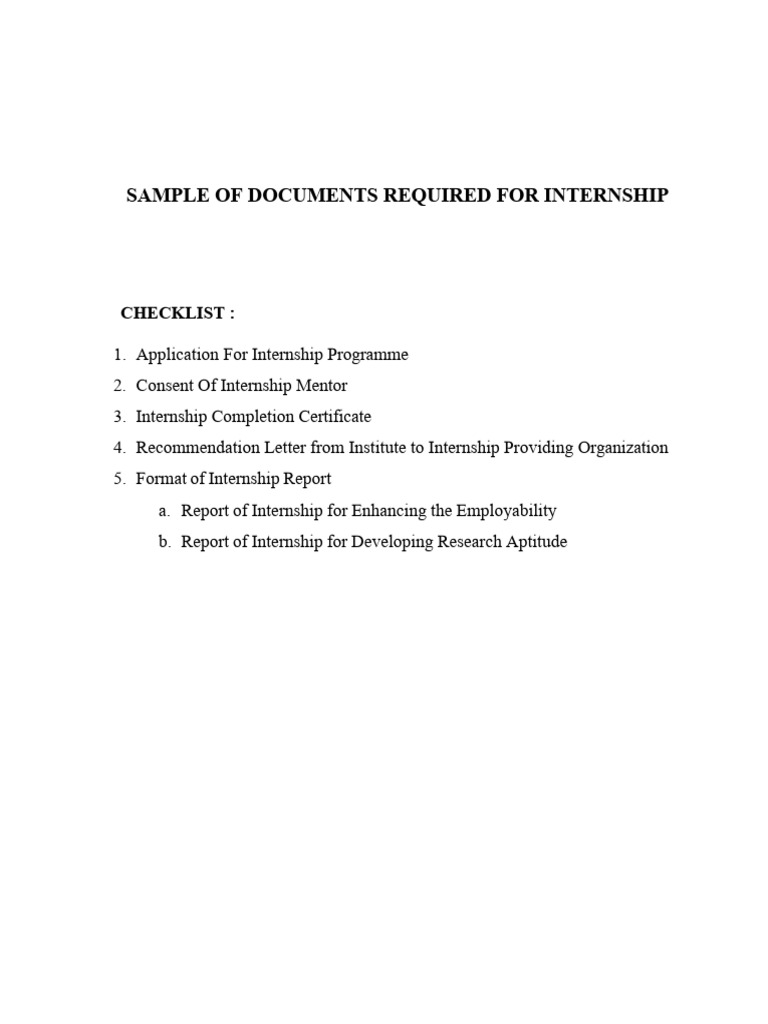 Internship Document Checklist | PDF | Thesis