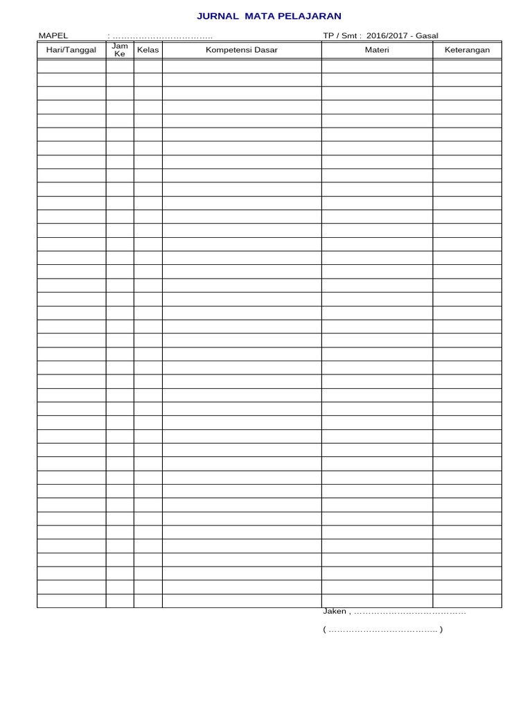 Absensi Siswa Kelas X-XII 2016/2017 | PDF