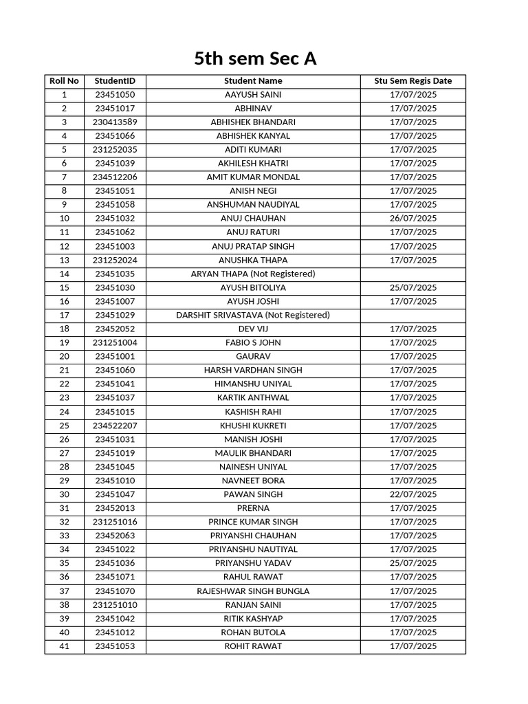 Sec A Excel Sheet 1-1 | PDF